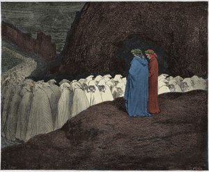 Inferno, Canto 23: The hypocrites address Dante (illustration from The Divine Comedy)